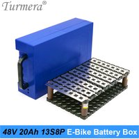 Turmera 48V 20Ah E-Bike Battery Storage Box with Handdle 13S8P 18650 Battery Holder Bracket 13S 15A BMS for 52V Electric Car Use