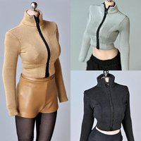 1/6 Scale Female Zipper Tights Tops Elastic Clothes Accessories Model Fit 12'' PH TBL Soldier Action Figure Body Dolls