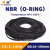 NBR O Ring Seal Gasket Thickness CS3.1mm OD10-190mm Wear Resistant Automobile Petrol Nitrile Rubber O-Ring Waterproof Black.-.