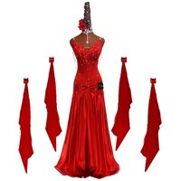 Ballroom Dance Standard Skirt Competition Costumes Performing Dress Customize New Arrival Adult Kids Red Embroidered