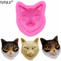 Cat Head Silicone Mold Fondant Chocolate Candy Polymer Clay Craft Cake Tool Cake Cupcake Topper Sugar Decorations flexible mold