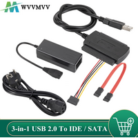 WVVMVV New 3-in-1 USB 2.0 To IDE / SATA 2.5",3.5" Hard Drive Disk HDD SSD 480Mb/s Data Interface Converter Adapter Cable