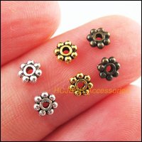 300Pcs Retro Tibetan Silver Antiqued Gold Bronze Tone Daisy Flower Spacer Beads Charms 4mm