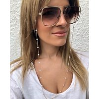 Eyeglass Chain White Plastic Bead Pearl Heart Charm Eyewear Retainer Glasses Holder Strap Women Necklace Gift