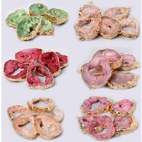 1pc Irregular Natural Druzy Agates Pendant Pink Quartzs Crystal Green Red DIY Jewelry For Women Necklace Earring Connector Gift