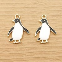 10pcs Penguin Charm for Jewelry Making Enamel Pendant Bracelet Necklace Accessories Diy Supplies Zinc Alloy Gold Plated