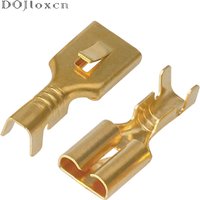 50/100/200/500 Pcs Brass Gilded 6.3MM Female Spade Crimp Terminal Brass Wire Connector For Car Relay
