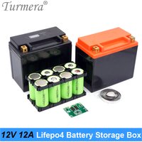 Turmera 12V 12Ah Battery Storage Box 4S 12.8V 20A BMS 2X4 Holder Nickel for 8Pieces 32700 Lifepo4 Uninterrupted Power Supply Use