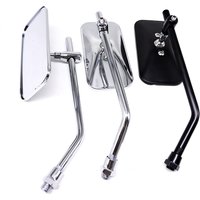 2Pcs Universal Retro Rectangle Aluminum Motorcycle Rearview Mirrors Chrome 10mm retroviseur Motorcycle Accessories