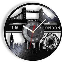 I love London Eye Ferris Wheel Vinyl Record Wall Clock England Architecture Landmark Big Ben Tower Modern Decorative Watch