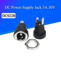 5/50Pcs 5A 30V For DC Power Supply Jack Socket Female Panel Mount Connector 5.5mm 2.1mm Plug Adapter 2 Terminal Types 5.5x2.1