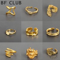 925 Sterling Silver Bump Matte Gold Color Rings Retro Double Layers Distressed Opening Handmade Ring Fashion Fine Jewelry