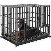 Bingopaw 37” 42” 46” Heavy Duty Dog Cage Metal Pet Dog Crate 3 Doors Locks Design Kennel Playpen with 4 Wheels Removable Tray