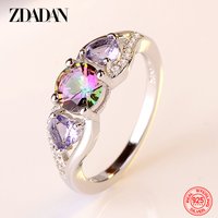 ZDADAN 925 Sterling Silver Heart Shaped Zircon Ring For Women Charm Wedding Jewelry