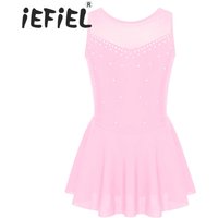Robe de Ballet pour Fille, Tenue de Ballerine de Patinage Artistique avec Dos en Strass, pour Spectacle sur Scène