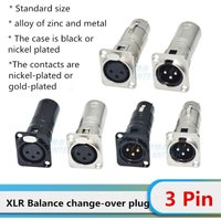 Three-core gold-plated Canon male to female D-type metal socket for audio connection converter XLR Canon mounting base XLR