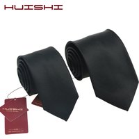 British Style Sale Mariage Waterproof Necktie Formal Black Solid Color Unisex Stripe Shape Men's For Gift Lapel Neck Tie Women