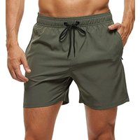 Men's Swim Trunks Quick Dry Beach Shorts, Elastic Closure Swimming Shorts with Zipper Pockets and Mesh Lining