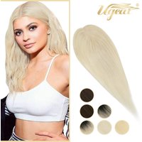 Ugeat Hair Topper Natural Hand Made Human Hair Extensions Mono Base 3x5inch Women Toupee Invisible Free Part Hair Toppers