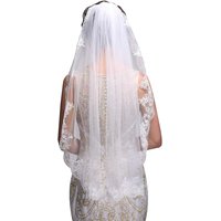 Noiva Short One Layer Lace Edge White Ivory Wedding Veil Tulle Bridal Veil Cheap Wedding Accessories Voile Mariage