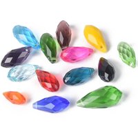 Solid Color Teardrop Faceted Crystal Glass 12x6mm 16x8mm 20x10mm Top Drilled Pendant Drops Loose Beads for Jewelry Making DIY