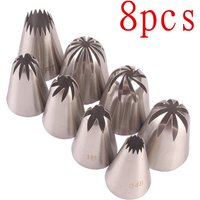 8pcs Large Metal Cookies Tip Sets Cream Decoration Tips Set Pastry Tools Stainless Steel Piping Icing Nozzle Cupcake