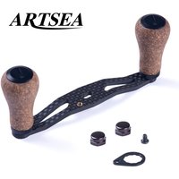 ARTSEA Refit Carbon Fiber Fishing Reel Handle Rocker 30g Rubber Wood Konb for Daiwa or Shimano Baitcasting Reel