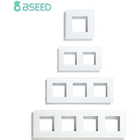BSEED EU Standard Crystal Panel Wall Socket Frame Glass Switch Panel With Metal Plate 86/157/228/299mm White Black Golden