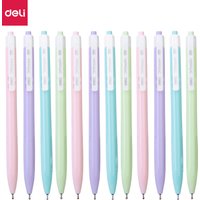 DELI Macaron Color Ball Pen 0.7 mm 12Pcs/Box Student Ballpoint Pens Blue Ink Smooth Writing Fashion Stationery