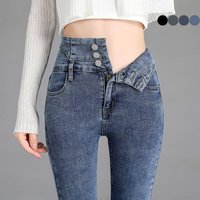 Jean slim extensible taille haute Vintage de haute qualité, pantalon crayon à boutons extensibles à la mode pour femmes, pantalon en jean décontracté pour maman