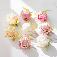 Cheap Silk Tea Buds Roses Head Wedding Decorative Wreaths Christmas Decorations for Home Diy Gift Fake Plants Artificial Flowers