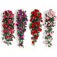 Artificial Flower Rattan Decoration Wall Hanging Roses Home Decor Accessories Wedding Decorative Flowers Wreath Room Decoration