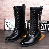 British fashion motorcycle boots for men genuine leather shoes cowboy high boot lace-up long botas masculinas zapatos de hombre