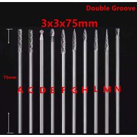 Jrealmer 1pcs 3x3x75mm Long tungsten carbide burrs Rotary Burrs