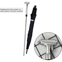 Marteau de sécurité multifonctionnel pour briser les vitres de voiture, bâton de marche pour l'autodéfense, 2-en-1, parapluie robuste coupe-vent et anti-UV