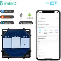 BSEED Smart Touch Switch Function Key 1/2/3Gang 1/2/3Way WIFI Light Switches Base DIY Parts Smart App Control Neutral Required