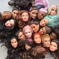 Rare Face Doll Head Black Brown White Skin Doll Heads Long Colorful Hair Doll Accessories Girlfriend Collection Gift Toy Figures