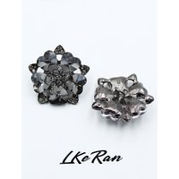 LKERAN 3Pcs/lot 30mm Black Charm Heart Crystal Rhinestones Buttons Metal Shank Sewing For Clothing Diy Accessories Decorative