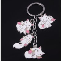 Anime Puella Magi Madoka Magica Keychain Cute Cartoon Incubator Qbay Pendant Keyring for Women Bag Car Accessories Jewelry