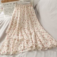Skirts Women High Waist All-match Fashion Elegant Female Chiffon Flower Lovely Irregular Hem Ruffles Chic Streetwear Leisure