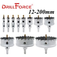 Drillforce 12-200mm TCT Hole Saw Drill Bits Alloy Carbide Cobalt Steel Cutter Stainless Steel Plate Iron Metal Cutting Kit