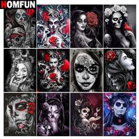 HOMFUN 5D Diamond "Skull flower Crossbones" Diamond Embroidery Full Round/ Square Diy Diamond Painting Cross Stitch Home Decor