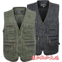 Plus Size 6XL 7XL Male Casual Summer Cotton Denim Vest Men's Sleeveless Jacket Multi Pocket Photograph Waistcoat Chaleco Hombre