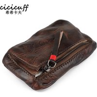 New Coin Purse for Men Vintage Mini Wallet Original Leather Card Case Holder Wallet Male Short Zipper Small Change Organizer Bag