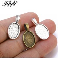 JUYA 30pcs/lot Fit 10x14mm Oval Glass Pendant Blank Settings Cabochons Bases Bezel Trays DIY Necklace Jewelry Making Accessories