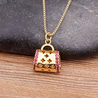 Nidin Fashion Creative Retro Pink/White/Black Colors Bag Shape Pendant Charms Special Design Women Party Gift Necklace Jewelry