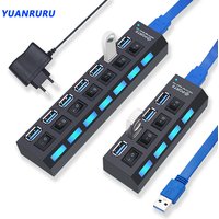USB Hub 3.0 Hub USB 3 USB 2.0 Multi USB Splitter Power Adapter 4/7 Port Multiple Expander 2.0 with Switch for PC Accessories