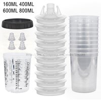 Nouveau pistolet à peinture tasse 160/400/600/800ml tasse de mélange de peinture 10 pièces tasse de peinture jetable Pot de pistolet de pulvérisation avec tasse intérieure avec couvercles