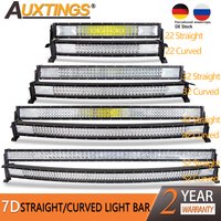 Auxtings 7D Straight/Curved Led Light Bar 22" 32" 42" 52" Work Light Tri-Row 4x4 Truck ATV Car Roof Offroad Driving Light Bar