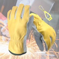 NMSafety Feuer Isolierung Rindsleder Arbeiten Hof Anti-Schneiden Bau Leder Schweißen Handschuhe mit Clip